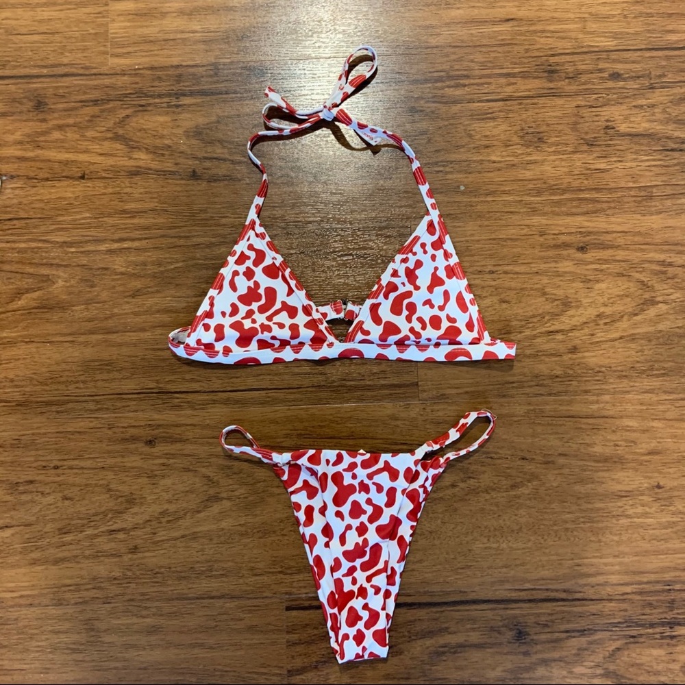 BUNDLE: Shein patterned bikini set & bandeau